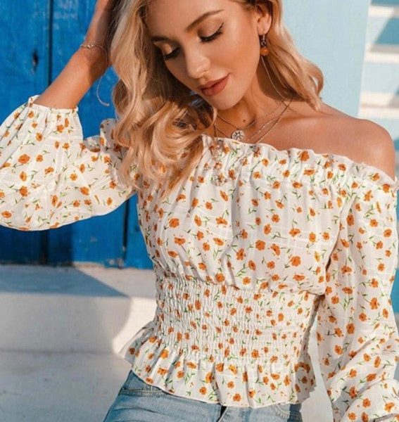 Heather Floral Off-Shoulder Top