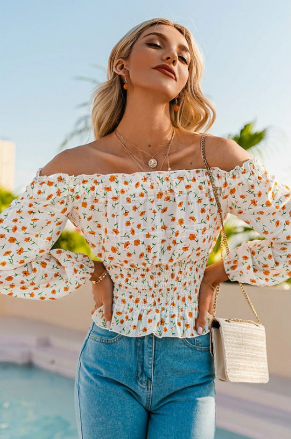 Heather Floral Off-Shoulder Top - Image 3