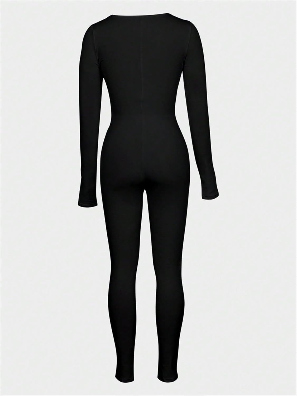 Elegant Fitted Long Jumpsuit with U-Neck - Image 4